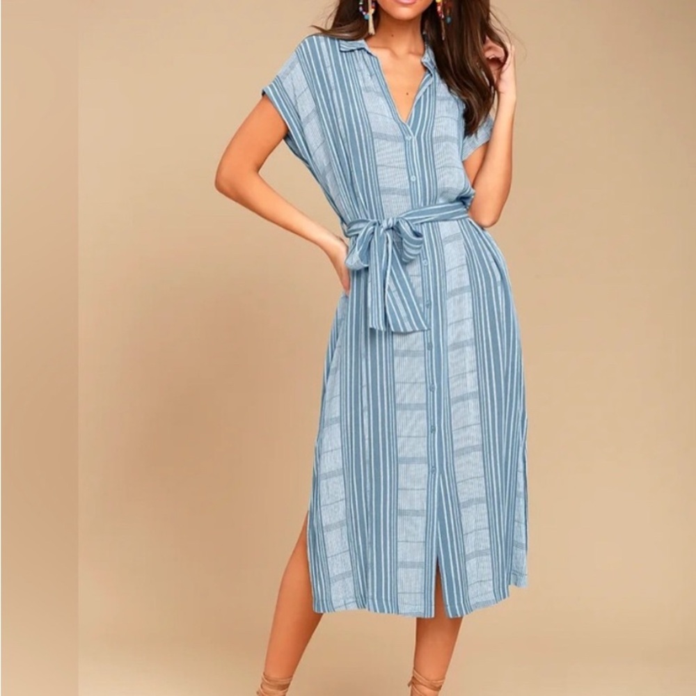 Lush Striped Midi Dress- small